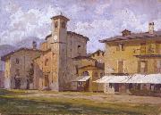 Arturo Ferrari Church and Houses oil painting artist